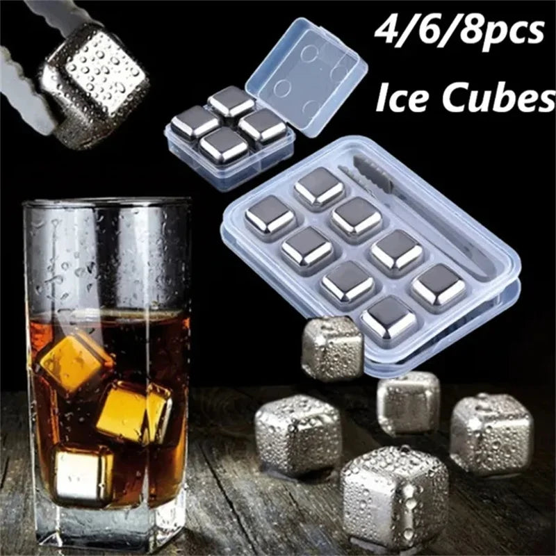 304 Stainless Steel Whiskey Stones Ice Cubes Magic Vodka Wine beer Cooler Bar Natural Whisky Rock Cooler Sipping Chiller Tool