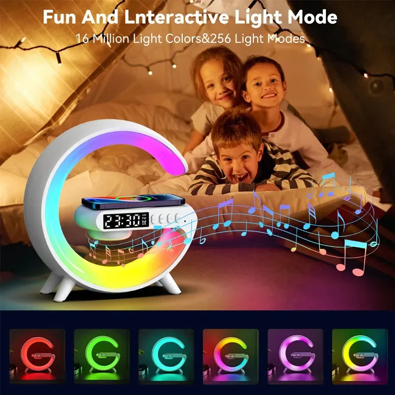 Multifunction 3 In 1 Wireless Charger Pad Stand Speaker RGB Night Light Fast Charging Station For iPhone Samsung Xiaomi Huawei