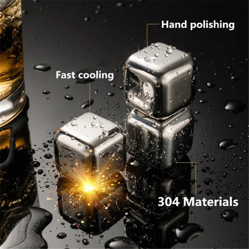 304 Stainless Steel Whiskey Stones Ice Cubes Magic Vodka Wine beer Cooler Bar Natural Whisky Rock Cooler Sipping Chiller Tool