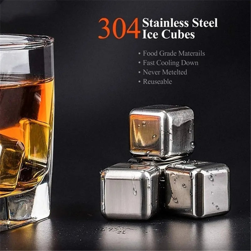 304 Stainless Steel Whiskey Stones Ice Cubes Magic Vodka Wine beer Cooler Bar Natural Whisky Rock Cooler Sipping Chiller Tool