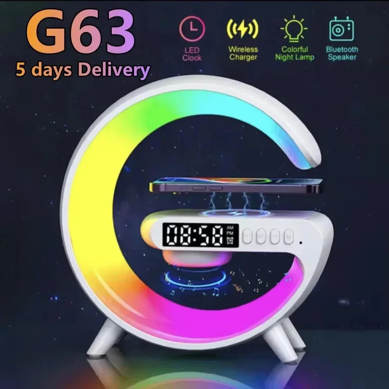 Multifunction 3 In 1 Wireless Charger Pad Stand Speaker RGB Night Light Fast Charging Station For iPhone Samsung Xiaomi Huawei