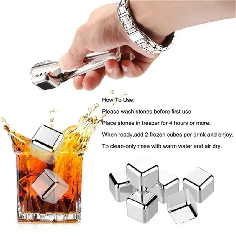 304 Stainless Steel Whiskey Stones Ice Cubes Magic Vodka Wine beer Cooler Bar Natural Whisky Rock Cooler Sipping Chiller Tool